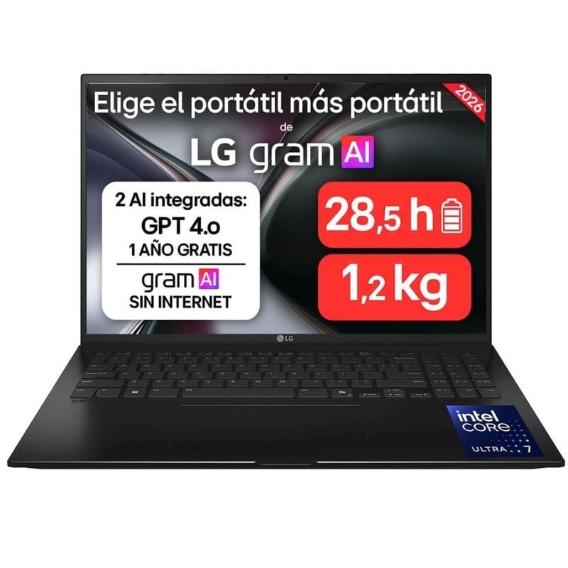 Port?til LG Gram 16ZD90TL-G.AX85BN Intel Core Ultra 7-258V/ 32GB/ 512GB SSD/ 16'/ Sin Sistema Operativo